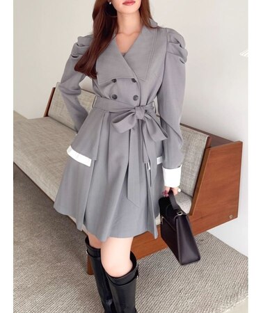 ビッグカラートレンチミニワンピース