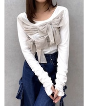 ラッピングリボンディティールカットソー