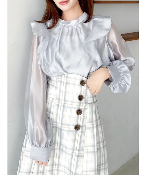 【WEB限定】フリルプチハイタックブラウス