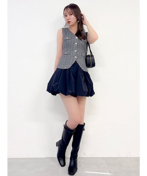 dazzlin ジレレイヤードコンビミニワンピース ジレレイヤードコンビミニワンピース｜ダズリンの通販｜&mall（アンド