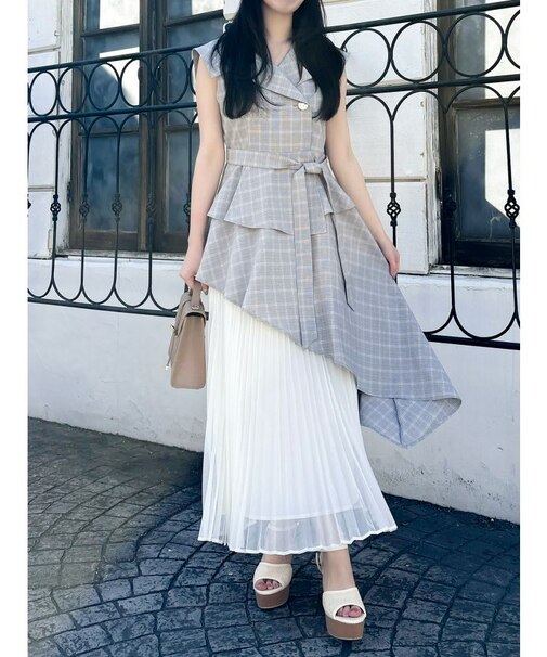 【復刻】アシメプリーツトレンチワンピース