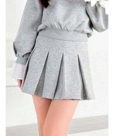 ハイウエストカットプリーツミニスカート