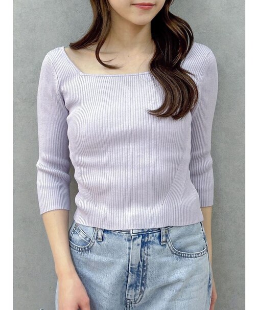 バックレースアップタイトニット