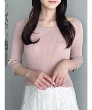 バックレースアップタイトニット