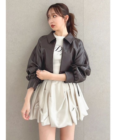 サイドギャザーショートブルゾン