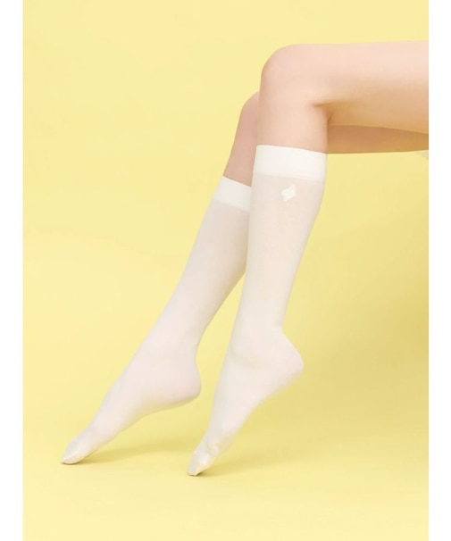 【dazzlin×靴下屋】刺繍シアーハイソックス