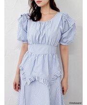 【mofusandコラボ】パフスリーブペプラムフレアワンピース