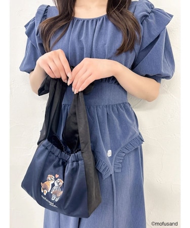 【mofusandコラボ】リボンサテンハンドバッグ