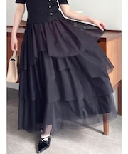アシメティアードチュールスカート