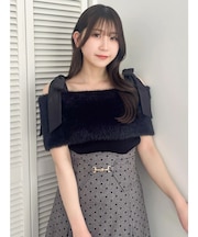ショルダーリボンファーオフショルニット