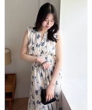 プリーツフラワーシフォンワンピース