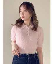 ハーフスリーブヘアリーポロニット