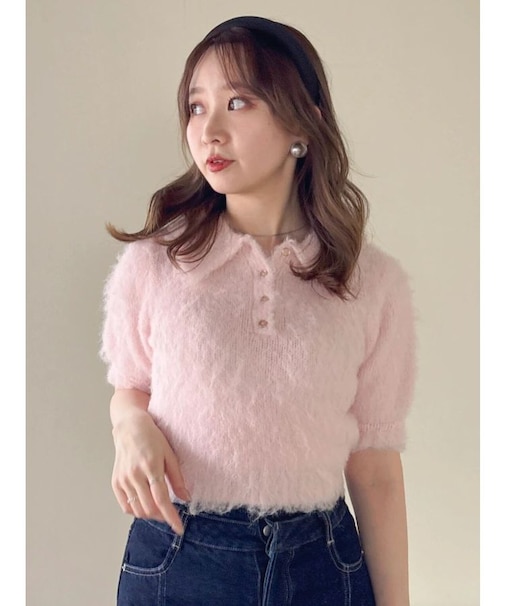 ハーフスリーブヘアリーポロニット