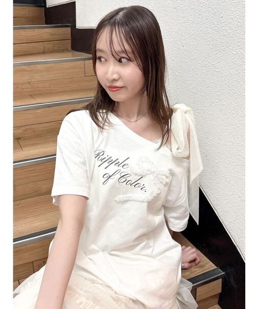 ワンショルフリルリボンビッグTシャツ