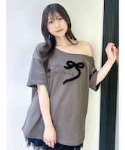 ワンショルフリルリボンビッグTシャツ