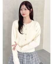 ロゴ刺繍シンプルカーデ