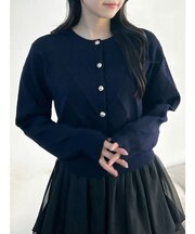 ロゴ刺繍シンプルカーデ
