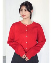 ロゴ刺繍シンプルカーデ