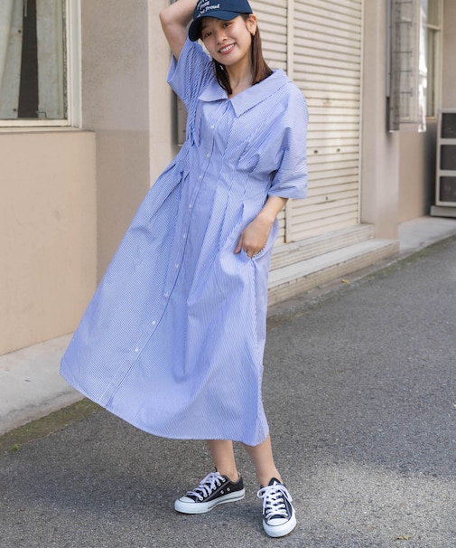 ウエストタックシャツワンピース
