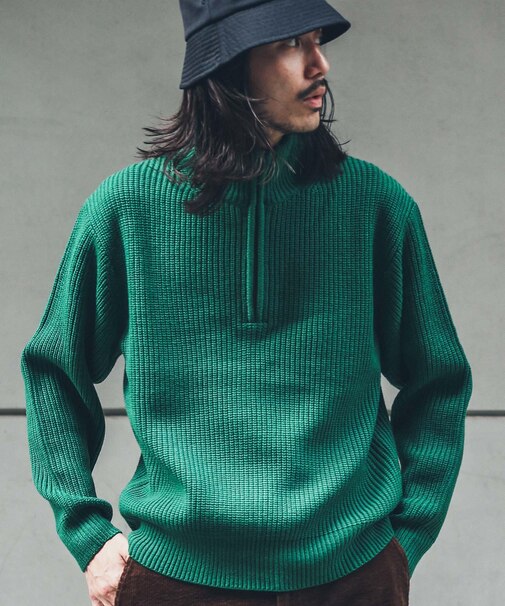 『洗濯可』マシンウォッシャブルハーフZIPニットプルオーバー