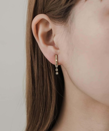 ミニビジューメタルバーイヤリング
