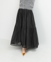 MARILYN MOON sheer cotton gather skirt