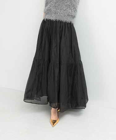 MARILYN MOON　sheer cotton gather skirt