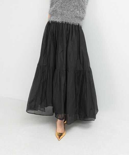 MARILYN MOON　sheer cotton gather skirt
