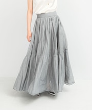 MARILYN MOON sheer cotton gather skirt