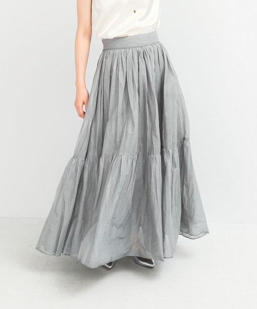 MARILYN MOON　sheer cotton gather skirt