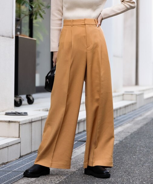『TALLサイズ／WEB限定』ウールライクダブルタックワイドパンツ