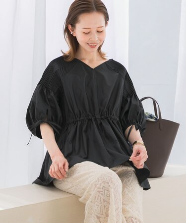 ピンタックウエストマークブラウス