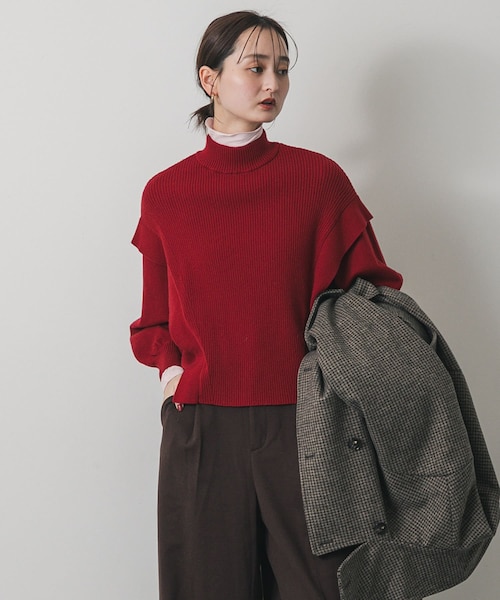 一部WEB限定カラー』ストレッチショルダータックセーター｜アーバン