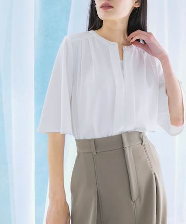 2WAYウォッシャブルフレアスリーブブラウス