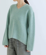 HAMILTON WOOL 畦Vネックニット