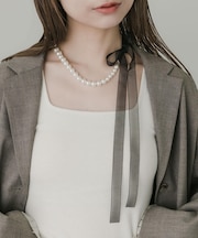 シアーリボンパールネックレス