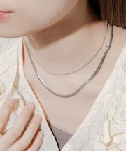ステンレススネークチェーンレイヤードネックレス