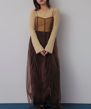 チュールレイヤードキャミワンピース