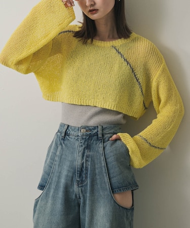メッシュクロップドステッチセーター