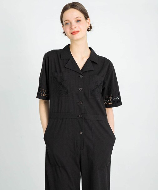 エンブロイダリーコットンオールインワン