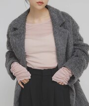 シアーベロアシャーリングスリーブトップス