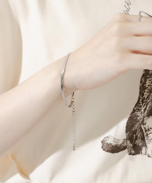 ステンレスヒラスネークブレスレット