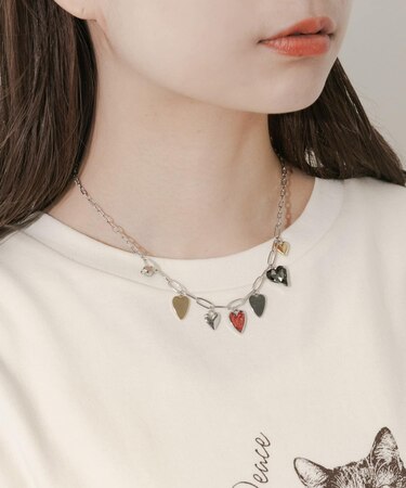 メタルハートチャームネックレス