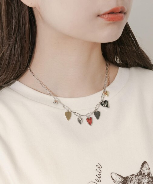 メタルハートチャームネックレス