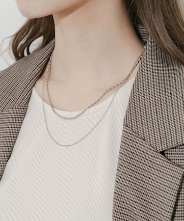 ステンレスボールチェーン2セットネックレス