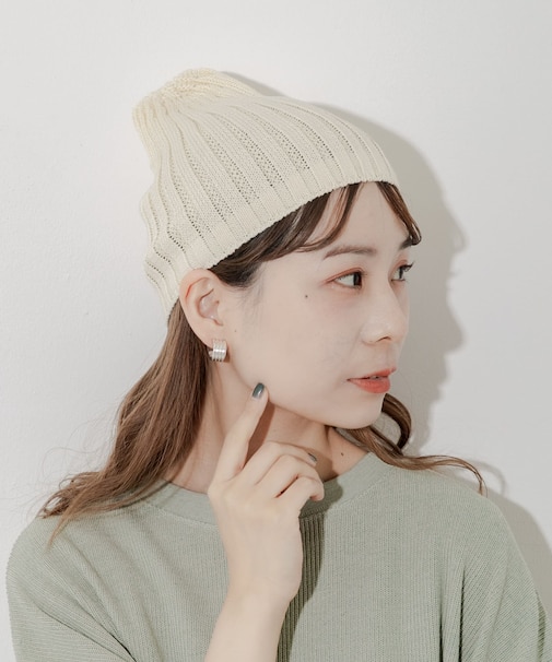 コットンリネンリブビーニー