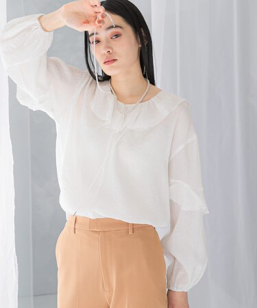 『WEB／一部店舗限定カラー』楊柳フリルブラウス