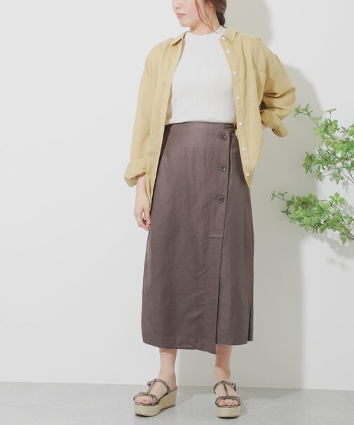 リネンレーヨン ラップスカート