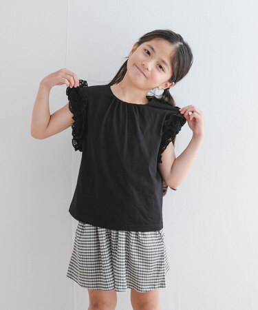 袖レースフレンチスリーブカットソー(KIDS)