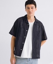 レース刺繍ショートスリーブシャツ